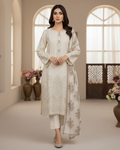Designer Three Piece | Shahzadi | Premium Winter Cotton