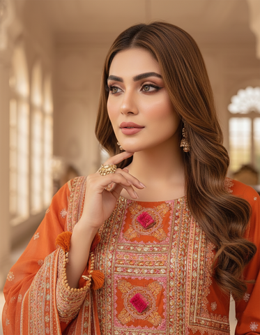 Designer Three Piece | Embroidered - Badshah Begum | Premium Lawn Cotton