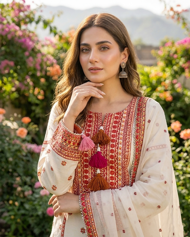 Designer Three Piece | Embroidered - Gulnaar | Premium Lawn