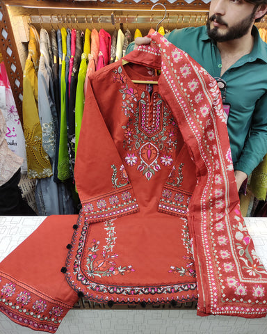 Designer Embroidered Three Piece | Khayal | Premium Khaddar