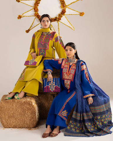 Three Piece Formals | Embroidered - Phulkaari - Eid Special | Premium Lawn