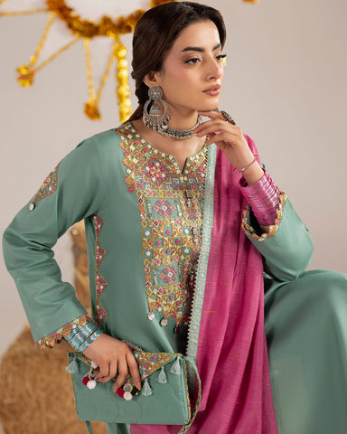 Three Piece Formals | Embroidered - Phulkaari - Eid Special | Premium Lawn
