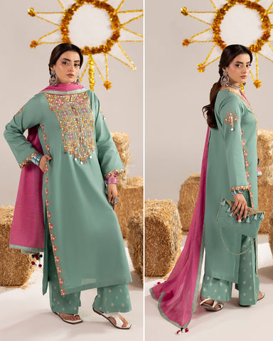 Three Piece Formals | Embroidered - Phulkaari - Eid Special | Premium Lawn