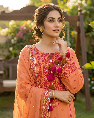 Designer Three Piece | Embroidered - Gulnaar | Premium Lawn