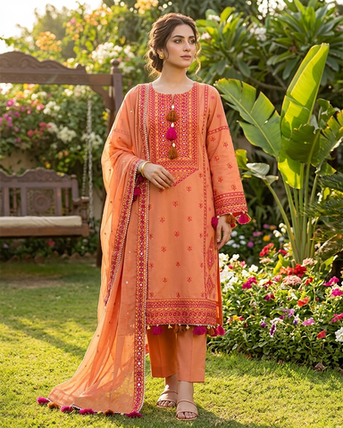 Designer Three Piece | Embroidered - Gulnaar | Premium Lawn