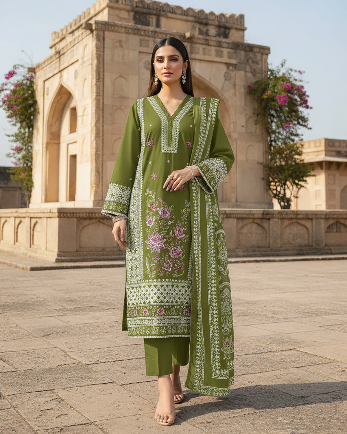 Designer Three Piece | Embroidered - Sundas | Winter Dhanak