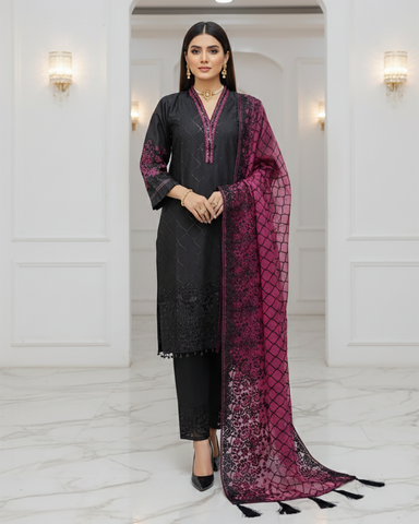 Three Piece Formals | Embroidered - Aswad - Eid Special | Premium Lawn