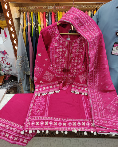 Designer Three Piece | Embroidered - Jannat | Premium Khaddar