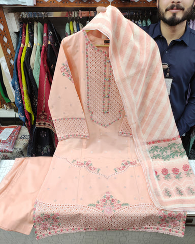 Designer Three Piece | Dhaaga Kaari Iconic - Eid Special | Summer Cotton Lawn