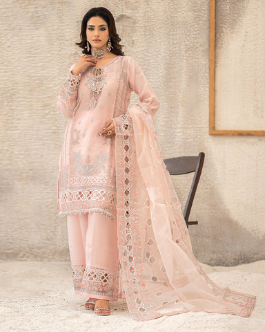 Three Piece Formals | Festive Embroidered - Huriyah | Premium Organza