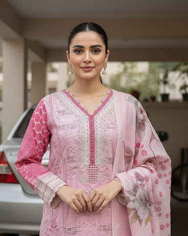Designer Three Piece | Embroidered - Aanchal | Premium Winter Cotton