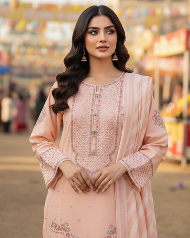 Designer Three Piece | Dhaaga Kaari Iconic - Eid Special | Summer Cotton Lawn