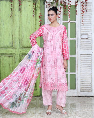Designer Three Pieces | Polka Dots | Cambric