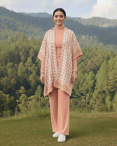 Western Cape Shawl Co-ord Set | Designer "Dior" | Imported Wool