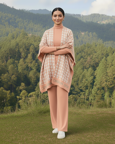 Western Cape Shawl Co-ord Set | Designer "Dior" | Imported Wool