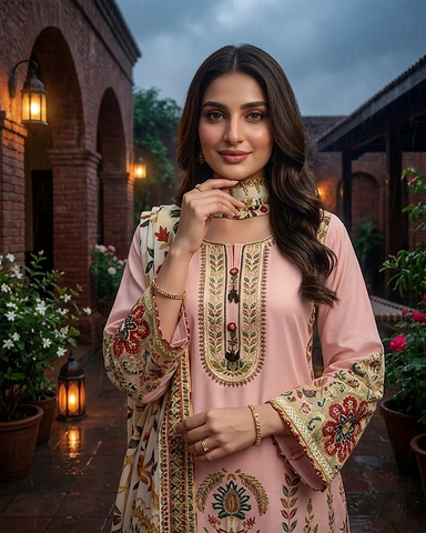 Designer Three Piece | Embroidered - Durefishan | Premium Lawn