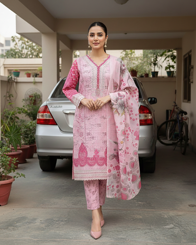Designer Three Piece | Embroidered - Aanchal | Premium Winter Cotton