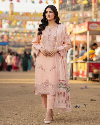 Designer Three Piece | Dhaaga Kaari Iconic - Eid Special | Summer Cotton Lawn