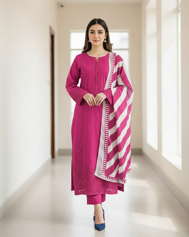 Designer Three Piece | Masakali-Buttoned Down | Premium Winter Cotton