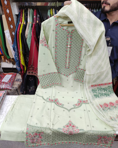 Designer Three Piece | Dhaaga Kaari Iconic - Eid Special | Summer Cotton Lawn