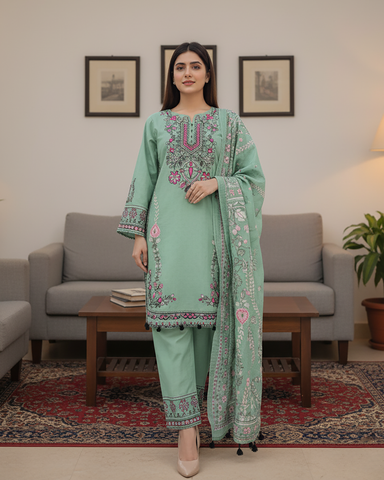 Designer Embroidered Three Piece | Khayal | Premium Khaddar