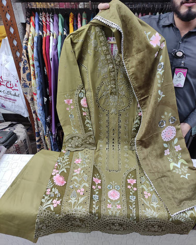 Designer Three Piece | Embroidered - Mehrmah | Premium Cotton Khaddar