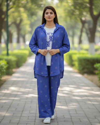 Western Denim Co-ord Set | Designer Mukesh | Denim Styled Lycra