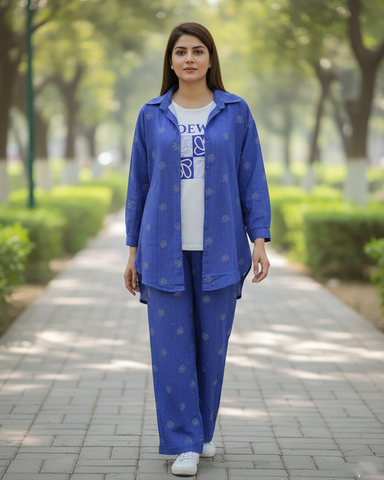 Western Denim Co-ord Set | Designer Mukesh | Denim Styled Lycra
