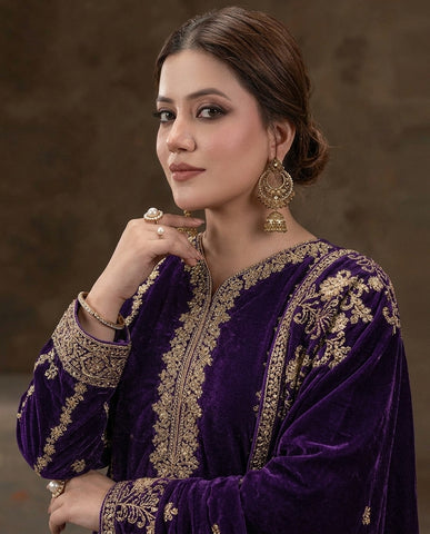 Sham-E-Khas - Embroidered - Luxury Micro 13000 Falcon Velvet