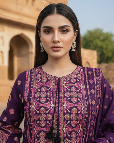 Designer Three Piece | Embroidered - Jannat | Premium Lawn