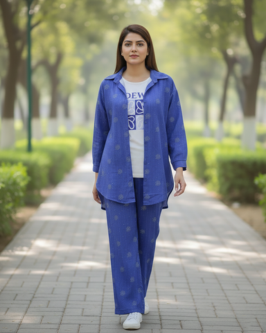 Western Denim Co-ord Set | Designer Mukesh | Denim Styled Lycra