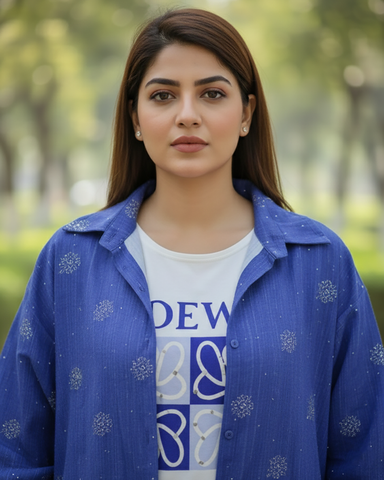 Western Denim Co-ord Set | Designer Mukesh | Denim Styled Lycra