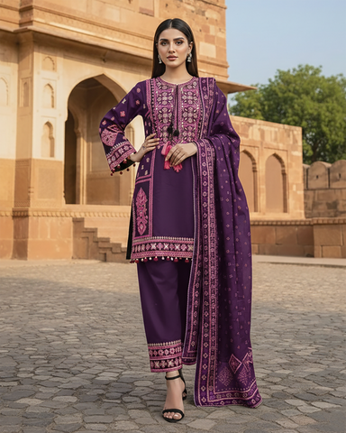 Designer Three Piece | Embroidered - Jannat | Premium Lawn