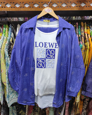 Western Denim Co-ord Set | Designer Mukesh | Denim Styled Lycra