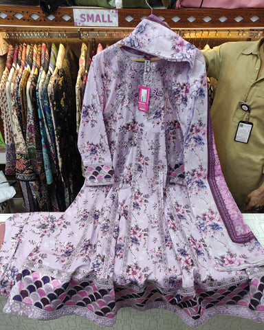 Designer Three Pieces | Embroidered Printed - RungRaiza | Winter Cambric Cotton