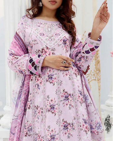 Designer Three Pieces | Embroidered Printed - RungRaiza | Winter Cambric Cotton