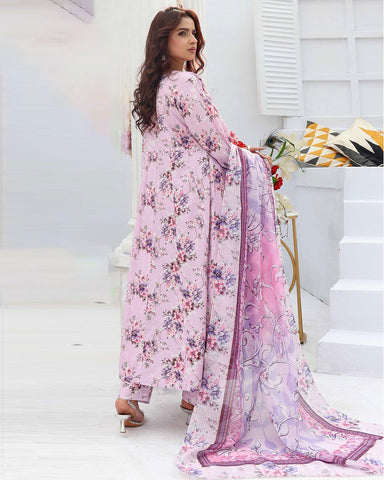 Designer Three Pieces | Embroidered Printed - RungRaiza | Winter Cambric Cotton