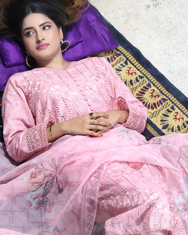 Designer Embroidered Three Piece | Printed - Romeo | Winter Cotton