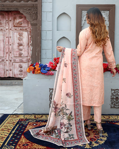 Designer Embroidered Three Piece | Printed - Romeo | Winter Cotton