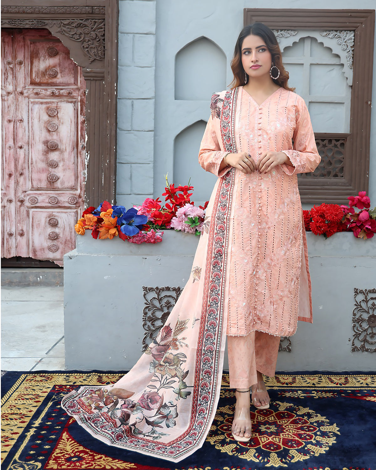 Designer Embroidered Three Piece | Printed - Romeo | Winter Cotton