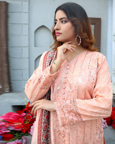 Designer Embroidered Three Piece | Printed - Romeo | Winter Cotton