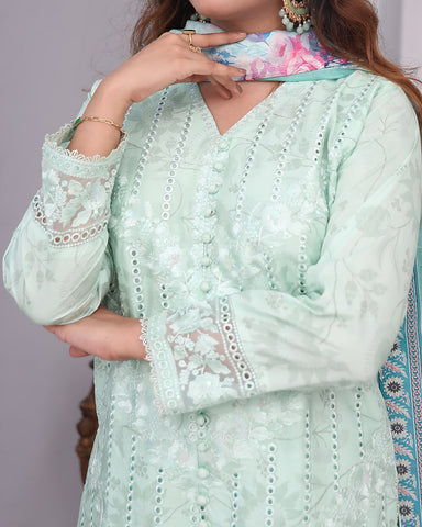 Designer Embroidered Three Piece | Printed - Romeo | Winter Cotton