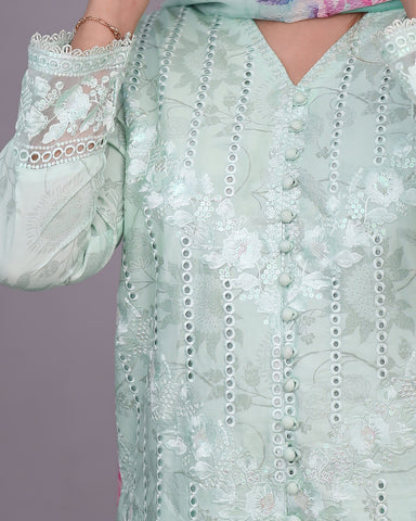 Designer Embroidered Three Piece | Printed - Romeo | Winter Cotton