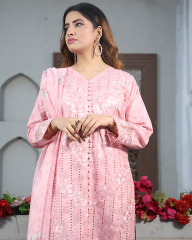 Designer Embroidered Three Piece | Printed - Romeo | Winter Cotton