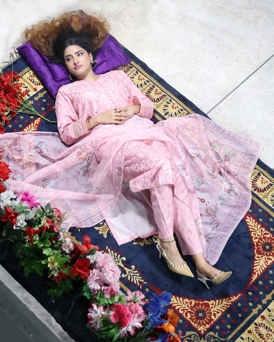 Designer Embroidered Three Piece | Printed - Romeo | Winter Cotton