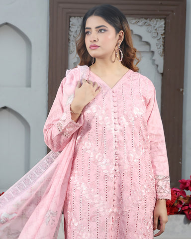 Designer Embroidered Three Piece | Printed - Romeo | Winter Cotton