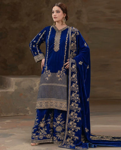 Sham-E-Khas - Embroidered - Luxury Micro 13000 Falcon Velvet