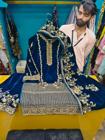 Sham-E-Khas - Embroidered - Luxury Micro 13000 Falcon Velvet