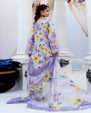 Designer Three Pieces | Embroidered Printed - RungRaiza | Winter Cambric Cotton