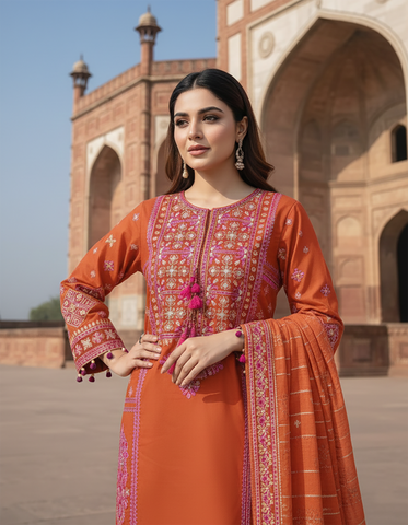 Designer Three Piece | Embroidered - Jannat | Premium Lawn